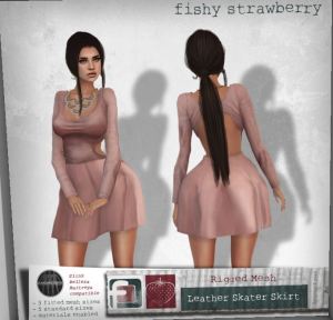 Fishy Strawberry - Leather Skater skirt and Body suit @ fameshed - slink belleza mait